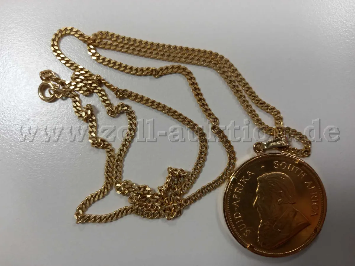 1 Goldkette mit Münzanhänger "Krugerrand"Gewicht 58,93g, Feingehalt 916,67/1000
