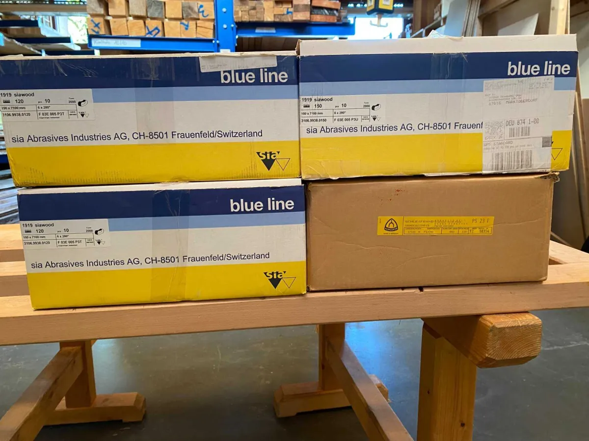 27 abrasive belts for long belt sander, grits 80, 100, 120 and 150