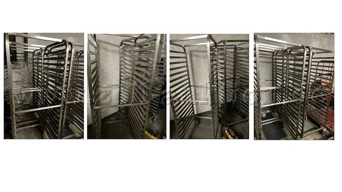 8 chariots à plateaux gastro, roulants et fixables (fabricant : HUPFER)