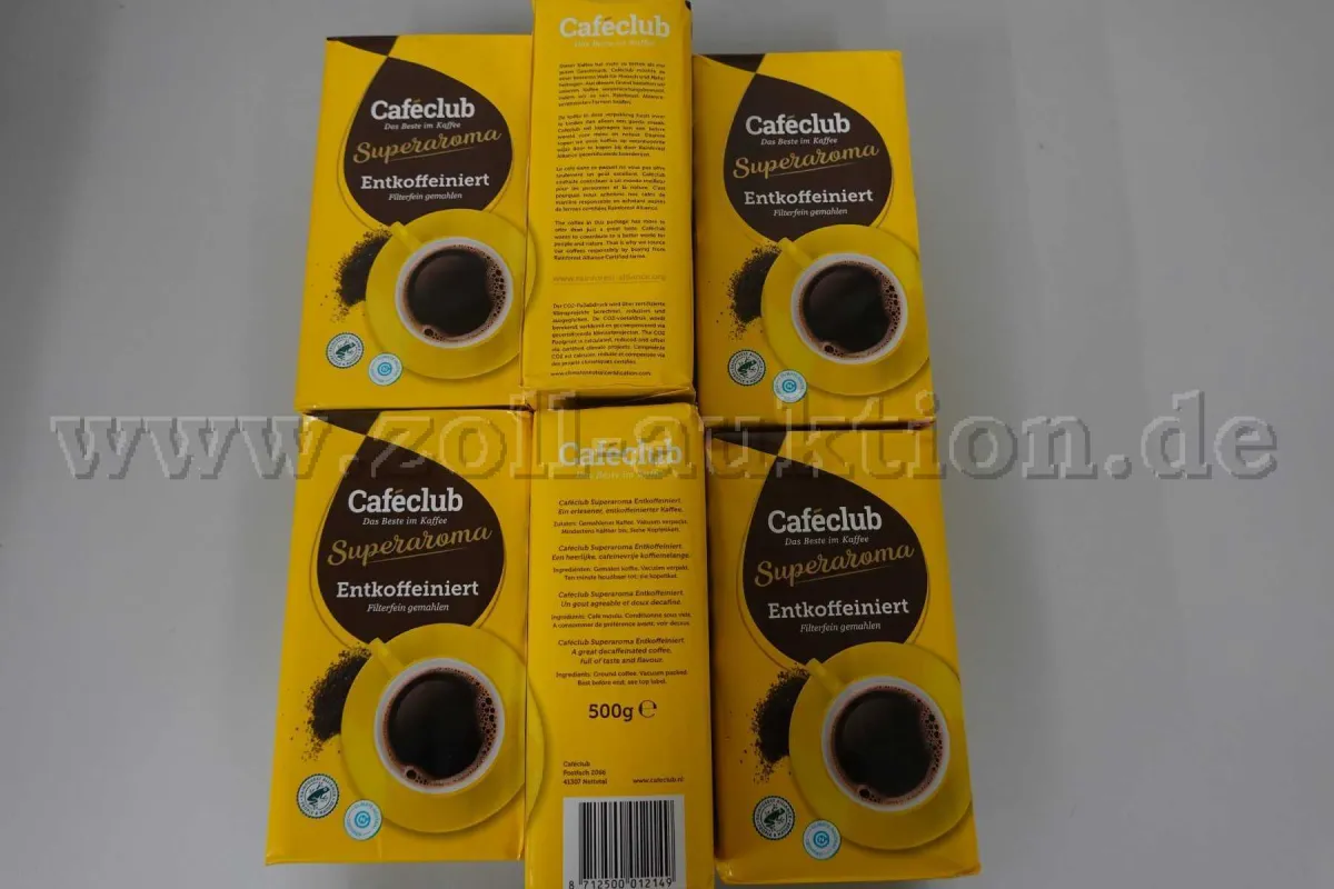6 Pakete Kaffee Cafeclub Superaroma entkoffeiniert, gemahlen á 500g, ovp.