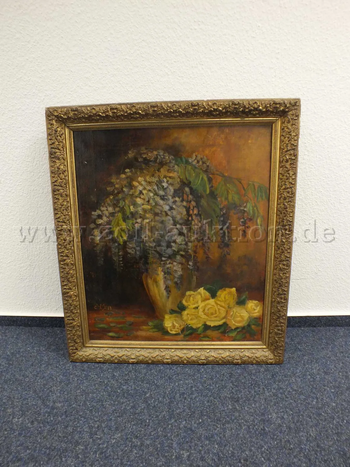 1 Gemälde mit Blumendarstellungen