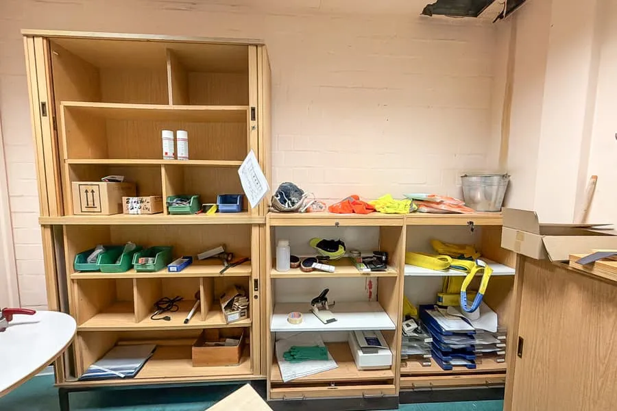 3 shelves with contents