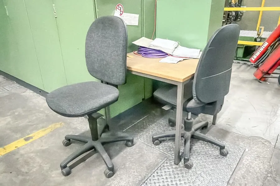 Table and 2 office swivel chairs