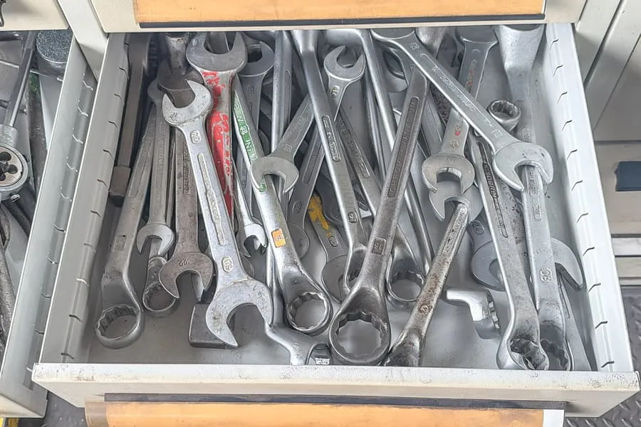 Shop contents: open-end wrenches