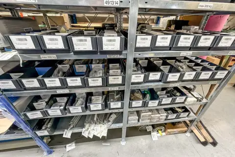 Shelf contents: machine spare parts