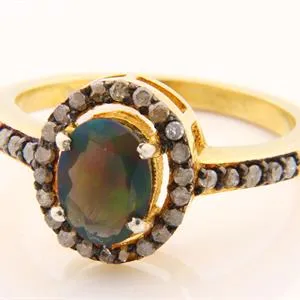 Diamant/opaal damesring