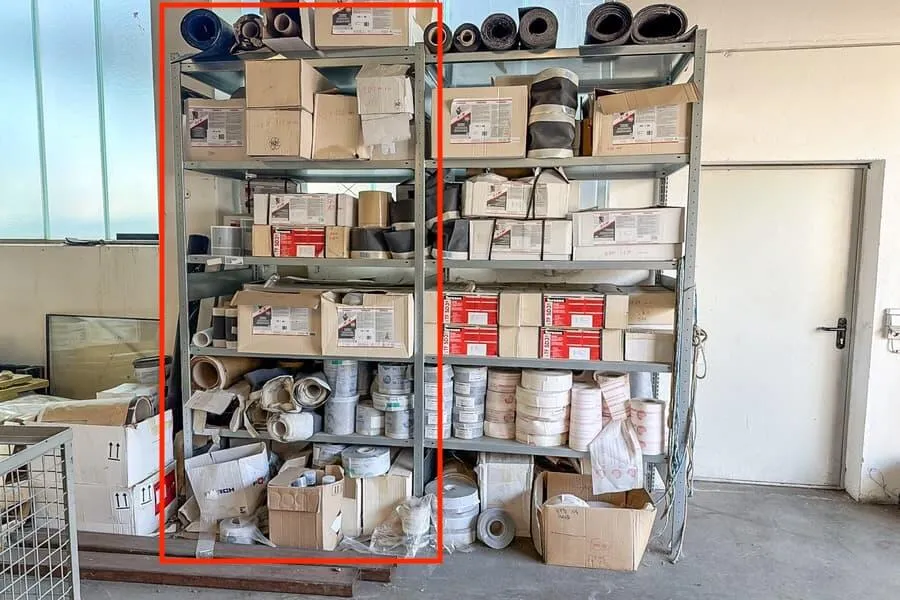 Shelf section contents: consumables