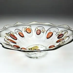 Glasschale mit Silber- & Bernsteineinsatz