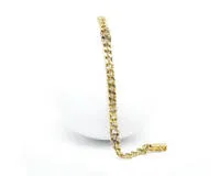 Bransoleta ogniwowa, złoto białe/żółte 14kt, okruchy diamentów, 15,5 g, ok. 22 cm