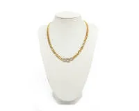 Panther chain, 14kt white gold/yellow gold, diamond chips, 43 g, approx. 42 cm