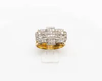 Bague, or jaune/or blanc 18 carats, petits diamants, env. 5.5 g, taille 56