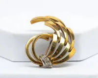 Broche, or jaune 14 carats, 4 petits diamants, env. 7,9 g