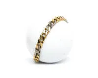 Bransoleta czołgowa, złoto żółte/białe 14 ct, małe diamenty, ok. 23 g, ok. 19,5 cm