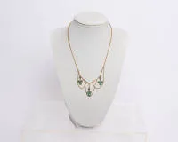 Naszyjnik, złoto żółte 18 ct, turkusy, diamenty, ok. 9,5 g