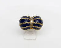 Bague, or jaune 18 carats, émail, petits diamants, env. 12,9 g, RM 54