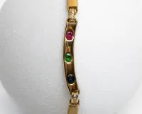 Naszyjnik, złoto żółte 14k, 7 szafirów łącznie ok. 1,70 ct, 7 szmaragdów łącznie ok. 1,0 ct, 7 rubinów łącznie ok. 1,70 ct, 52 małe diamenty, ok. 47,5 g, ok. 41,5 cm