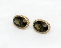Para kolczyków, złoto żółte 18kt, 2 turmaliny łącznie ok. 7,71 ct, 56 diamentów o szlifie ośmiokątnym łącznie ok. 0,14 ct, ok. w/si, ok. 4,2 g