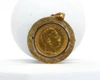 Münzbrosche, 14kt Gelbgold, 20 Mark, Deutsches Reich 1895, Wilhelm II, zus. ca. 14.5 g