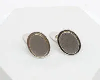 Paar manchetknopen, 18kt witgoud, 4 saffieren, ca. 16 g