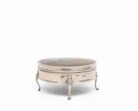 Neoklassizistische Deckeldose, Birmingham, 1915, Meistermarke HM, Silber 925, runder Korpus mit aufklappbarem Deckel im Schildpatt auf vier geschweiften Füßen, ø 10.5 cm, 5 cm hoch, gesamt 145 g.