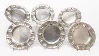 Ensemble de 6 assiettes, Mexique, argent 925, le bord avec différents motifs animaux et végétaux, ø env. 21,5 cm, env. 1 850 g au total