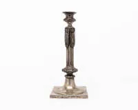 Classicist candlestick, Augsburg, circa 1783-85, master's mark FB, Friedrich Jacob Biller (1747-1810, master from 1782), 13-lot silver, vase-shaped socket over fluted shaft with fully sculptural garland drapery, base with...
