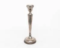 Silver candlestick, Birmingham, 1929, M&J, sterling silver, tall conical stem under vase-shaped socket, round base weighted, H. 31 cm, approx. 770 g incl. weighting, signs of age and use