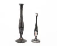 2 soliflor vases, silver 835, smooth form, 18 cm and 24 cm high, base weighted