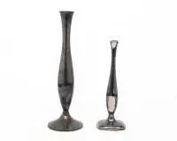 2 soliflores, argent 835, forme lisse, 18 cm et 24 cm de haut, pied lesté