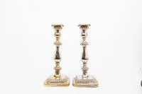 Paire de chandeliers en argent, Gorham, USA, argent 925, base lestée, H. 29,5 cm, env. 2 744 g avec lestage