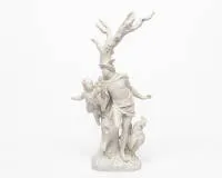Figure group, Mercury and Cupid, KPM, sceptre mark, 1911, after a design by Friedrich Elias Meyer the Elder, 1762, approx. 33 cm high, glued, caduceus and putto's attribute missing
