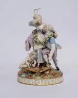Figurine en porcelaine, "Le pont cassé", Meissen, probablement vers 1780, modèle de Michel Victor Acier vers 1777, marque aux épées sous glaçure avec étoile, env. 25 x 16 x 13 cm, restauré