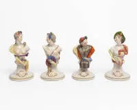 4 porcelain figures, Nymphenburg, allegory of spring, summer, autumn and winter, Franz Anton Bustelli, each approx. 15 cm high