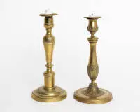 Deux bougeoirs, bronze, France, 19e s., H. 27,5 cm