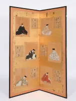 Tweedelig kamerscherm, Japan, late Meiji-periode rond 1900, kleuren & drukken op papier, 171 x 134 cm, sterk gerestaureerd