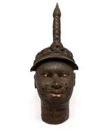 Tête commémorative Olokun, Bénin, Afrique, bronze, env. 79 cm de haut