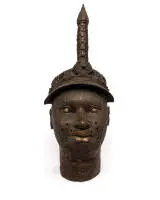 Herdenkingshoofd Olokun, Benin, Afrika, brons, ca. 79 cm hoog