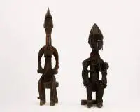 Twee vrouwelijke houten figuren, Baule/Senufo, Ivoorkust