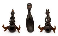 1 cuillère cérémonielle et 2 louches, Dan/Liberia et Baule/Côte d'Ivoire