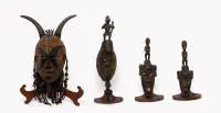 Lot van 4 dansmaskers, Baule/Ivoorkust, Gaola/Babun