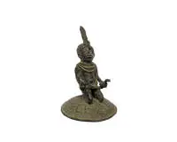 Drie figuren, man op schildpad, knielende hoogwaardigheidsbekleder, ruiter, Benin, Afrika, ca. 24,5 cm hoog