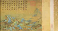 Wang Ximeng, nach, "A thousand miles of rivers and mountains", Offsetprint auf Seide, Replikat nach dem Orignal im Museum Peking aus der Song Dynastie, ca. 0.52 x 11.0 m, in originaler Schatulle