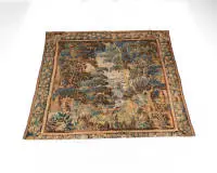 Tapisserie flamande, 17e s., paysage, env. 2,65 x 2,62 m, bordure inférieure repliée et cousue