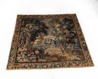 Flemish tapestry, 17th c., garden view with fountain, approx. 2.24 x 2.23 m, rod on reverse for wall hanging