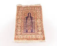 Tapis de prière, avec soie, motif mihrab, env. 1,40 x 0,85 m