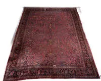 American Sarough, Iran, 1st half 20th c., approx. 4.62 x 3.68 m, pile partially reduced, repairs