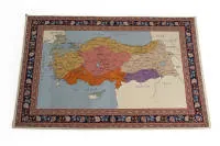 Hereke, Turkey, wool on cotton, map of Turkey, eyelets on reverse for wall hanging, approx. 1.48 x 2.01 m