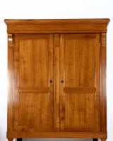 Wardrobe, Biedermeier, around 1825, solid cherry, two-door body, approx. 217 x 188 x 62 cm, restored condition