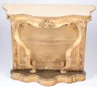 Console murale, style baroque, 2e moitié du 19e siècle, bois doré, profilé et galbé, ornements floraux, env. 82 x 90 x 40 cm