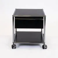 USM Haller rolling cabinet, Graphite Black, one drawer above open compartment, on casters, 43 x 42 x 52 cm, signs of use